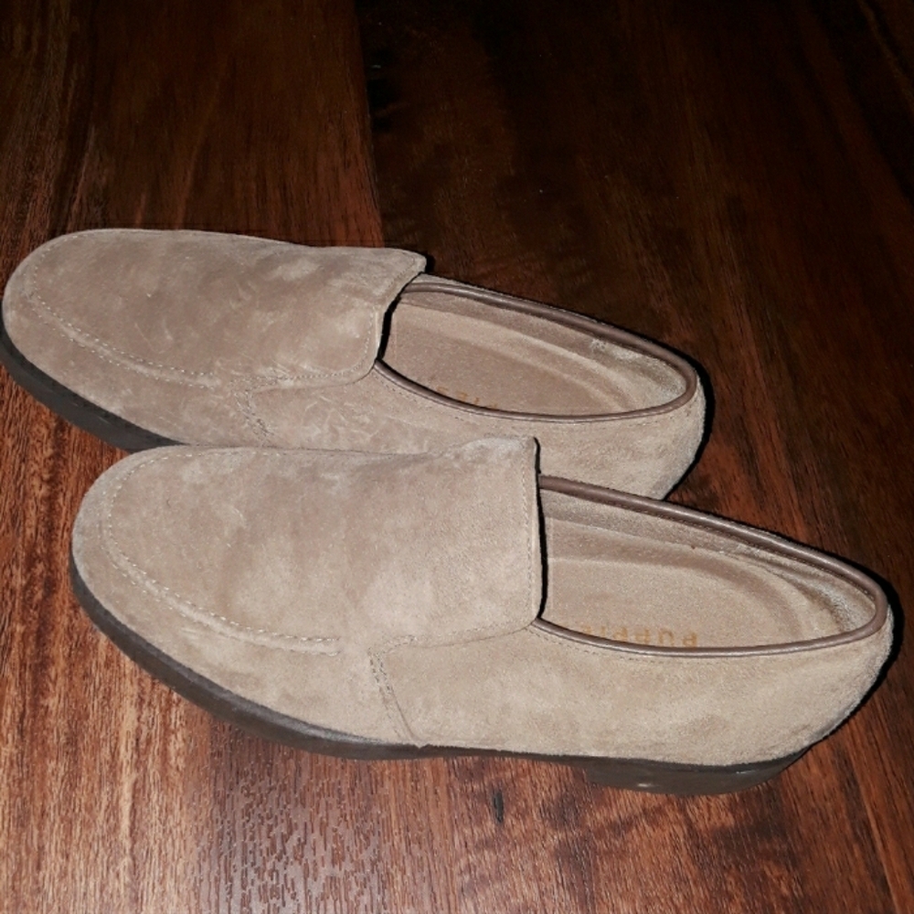 Tan suede loafers